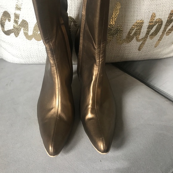Metallic Gold Leather Boots - Picture 3 of 4